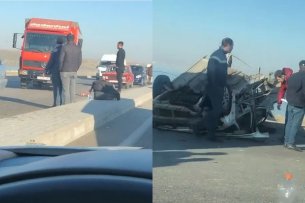 Bakıda ağır qəza: Avtomobil iki yerə bölündü